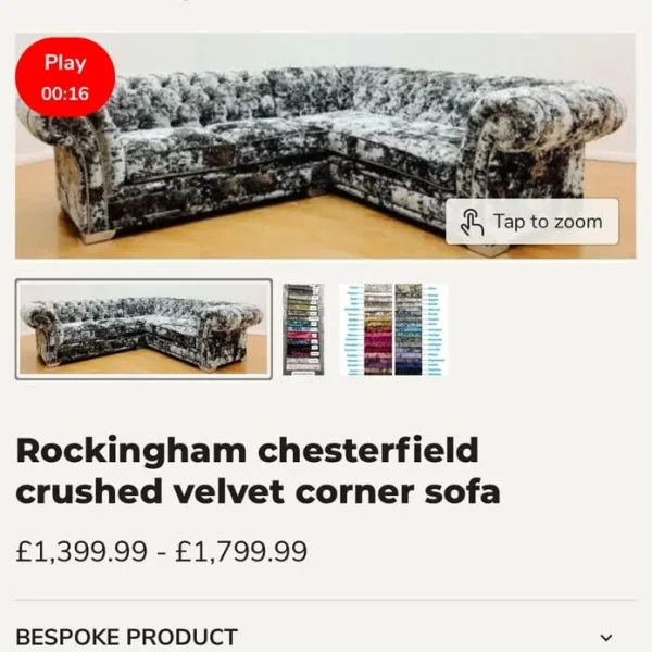 Grey chesterfield corner sofa