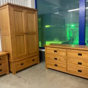 Rustic Oak Wardrobe, Dresser and Bedside