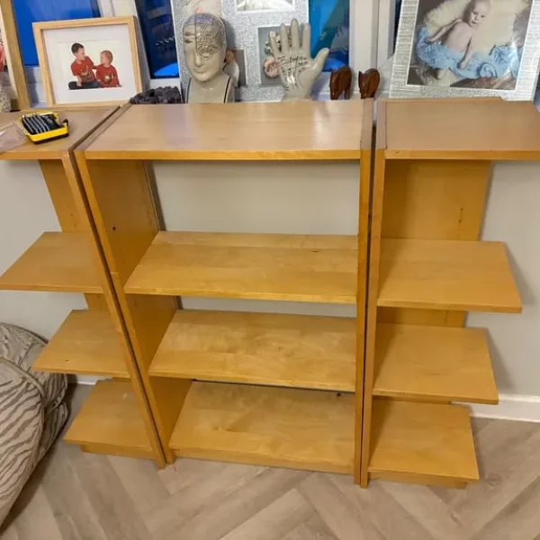 Oak wooden bookshelves