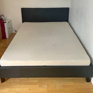 Small Double or Double Leather Bed Frame with Quality Mattress