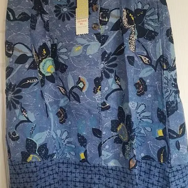 White Stuff Women's Navy Blue Ciara Mid Length Linen Skirt Size 16