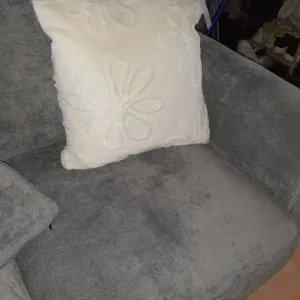 Cream cushion with daisy pattern