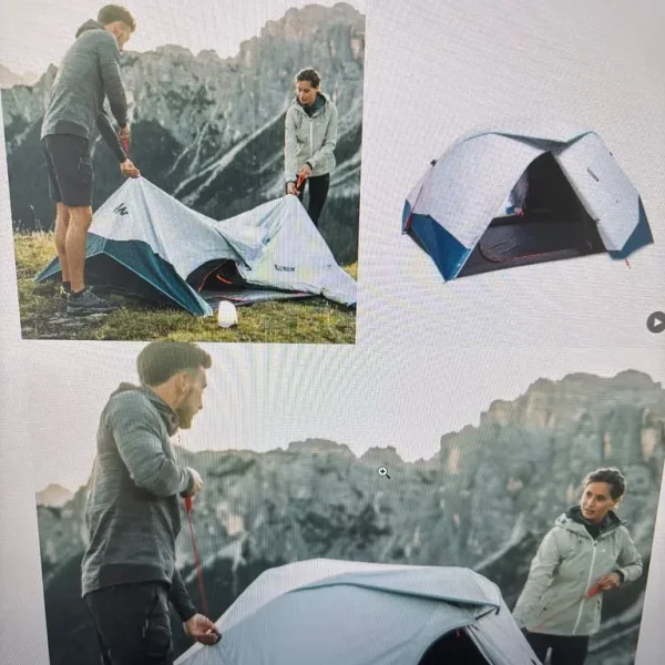 Quechua 2-person 2-second fresh and black tent with awning