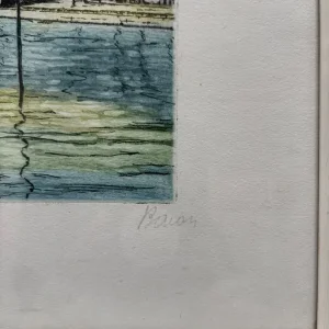 Etching of Paris bridge by Marcel Julian Baron - Image 2