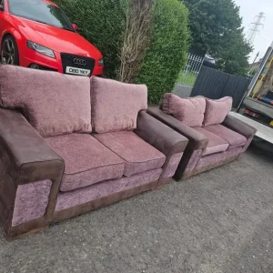 3-seater purple and brown sofa set - Image 2