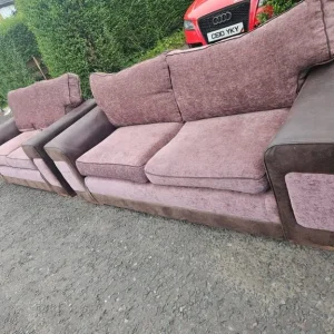 3-seater purple and brown sofa set - Image 3