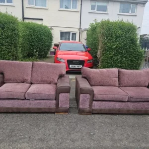 3-seater purple and brown sofa set