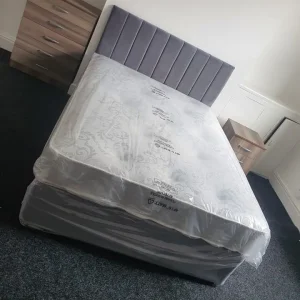 Double Divan Bed with Mattress – Ready to Use, No Assembly Needed