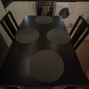 IKEA black extendable dining table with 4 chairs - Image 3