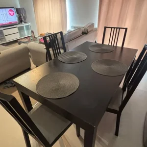 IKEA black extendable dining table with 4 chairs - Image 5