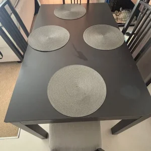 IKEA black extendable dining table with 4 chairs - Image 6