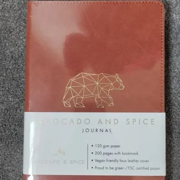 A5 Brown Bear Faux Leather Notebook – Avocado & Spice