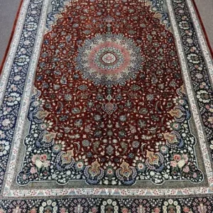 Silk Rug 7x10 Feet Hand Knotted Medallion Design Signed 700kpsi - Image 4