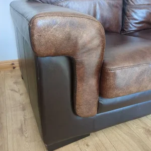 Brown Faux Leather 2 Seater Sofa - Image 2