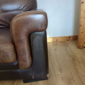 Brown Faux Leather 2 Seater Sofa - Image 3