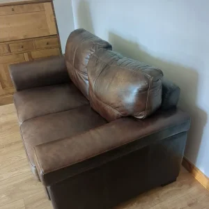 Brown Faux Leather 2 Seater Sofa - Image 4