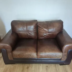 Brown Faux Leather 2 Seater Sofa