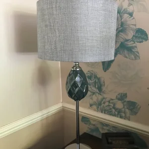 Teal and chrome side lamps with silver/grey shades - Image 5