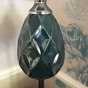 Teal and chrome side lamps with silver/grey shades - Image 6