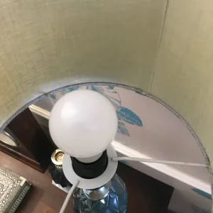Teal and chrome side lamps with silver/grey shades - Image 8