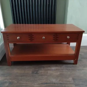Mahogany coffee table with three drawers