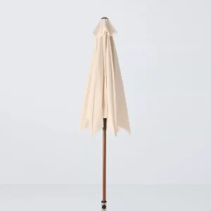 John Lewis Wind-Up Wood Effect Parasol 2.2m Oyster - Image 2