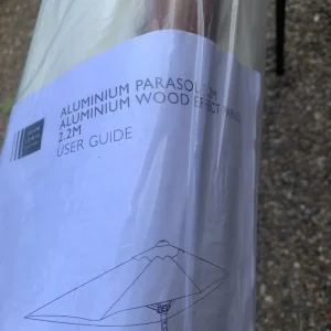 John Lewis Wind-Up Wood Effect Parasol 2.2m Oyster - Image 4