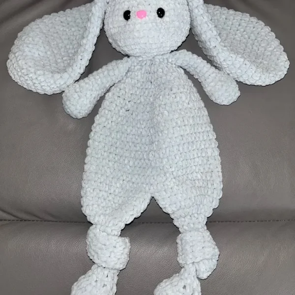 Soft grey bunny crocheted toy