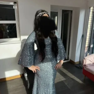 Sequin prom dress silver