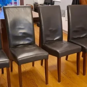 set of 6 brown leather dining chairs - Image 2