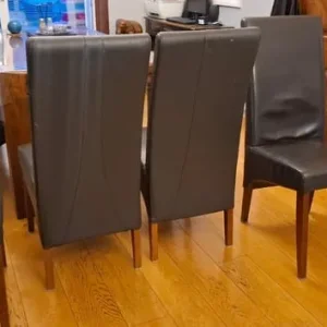 set of 6 brown leather dining chairs