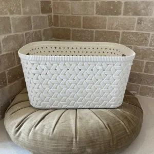 White Criss Cross Storage basket