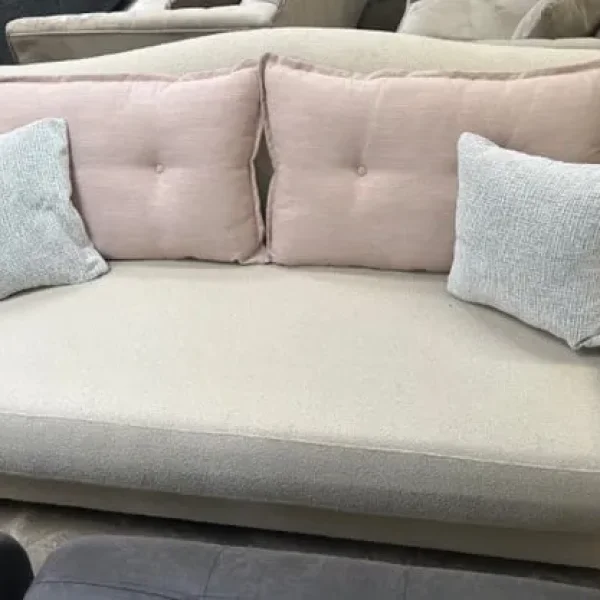 cream boucle fabric three seater sofa - ex-display