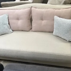cream boucle fabric three seater sofa - ex-display