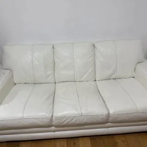 2+3 seater leather sofas + footstool - Image 2