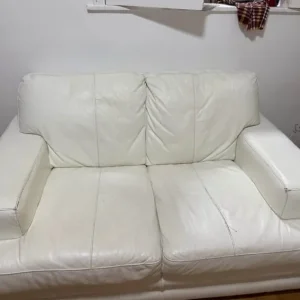 2+3 seater leather sofas + footstool - Image 3