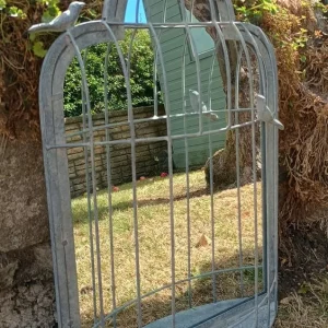 Birdcage Style Metal Garden Mirror - Image 3