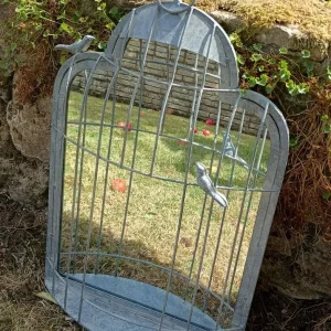 Birdcage Style Metal Garden Mirror
