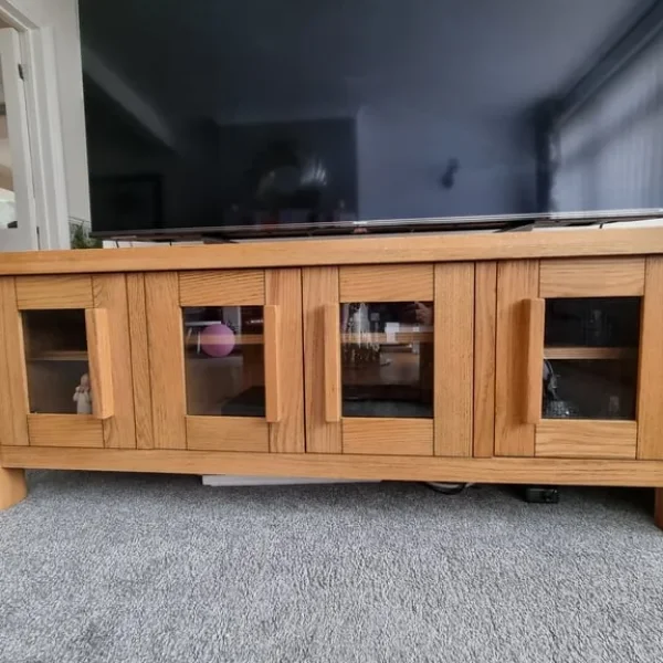 Oak and glass TV media unit x 2