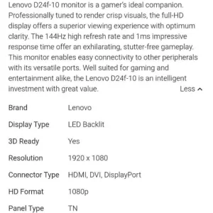 Lenovo 1080P Monitor Like New - Image 3