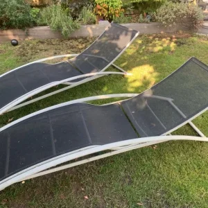 2 x Sun Loungers - Metal Frames - Stackable - Image 5