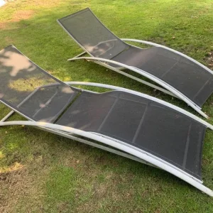 2 x Sun Loungers - Metal Frames - Stackable