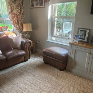 Genuine leather corner sofa and footstool - Image 3