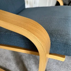 IKEA Poang chair and footstool mid blue cover - Image 5