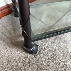 Black Iron & Glass Hall Table – 3 Tier with Wheels - Image 3
