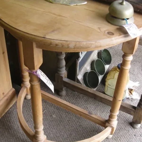 Stripped Pine Half Moon Table
