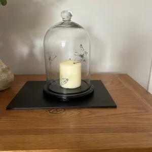 Decorative cloche with glass butterflies