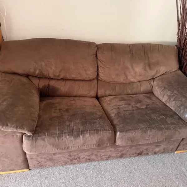 3+2 sofas Brown leather suede