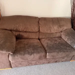 3+2 sofas Brown leather suede
