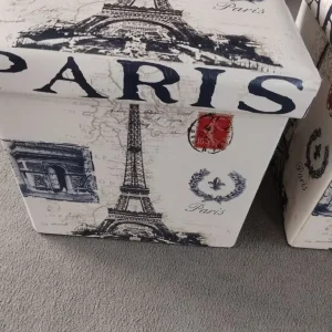 2 x Paris-themed ottoman storage boxes - Image 3